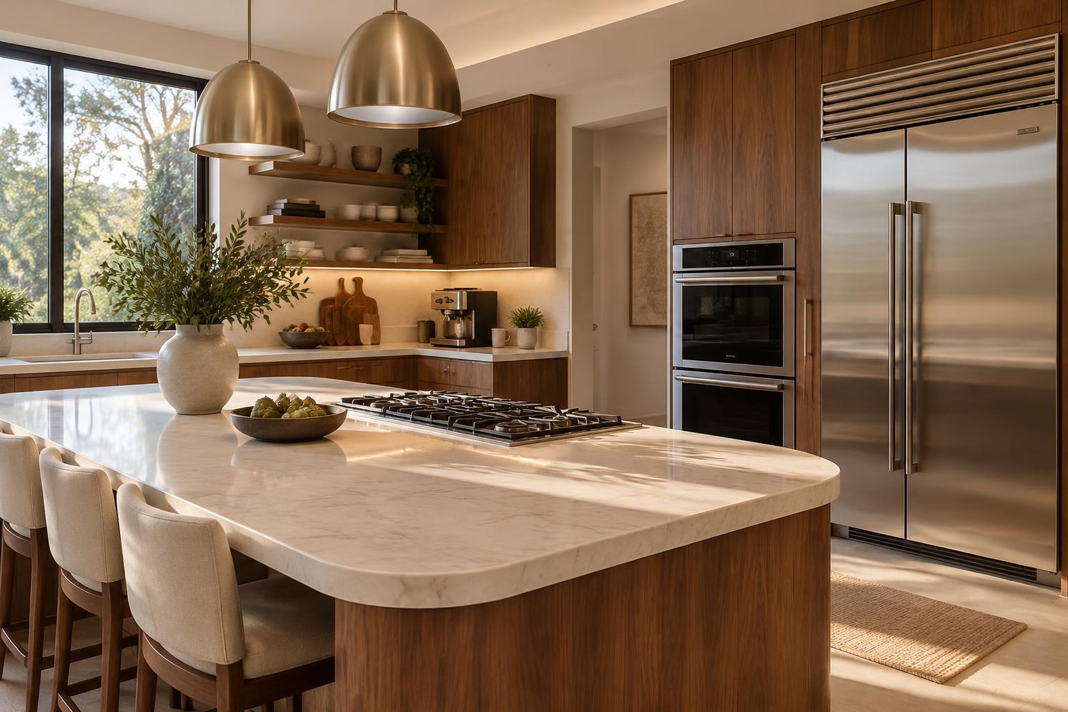 Cocina moderna equipada con nevera, horno y tope a gas